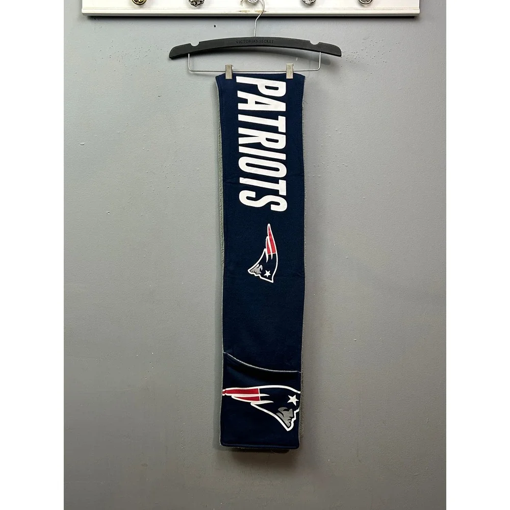 New England Patriots NFL Fleece Scarf Team Logo Sherpa Lined Pats Drake Maye‎